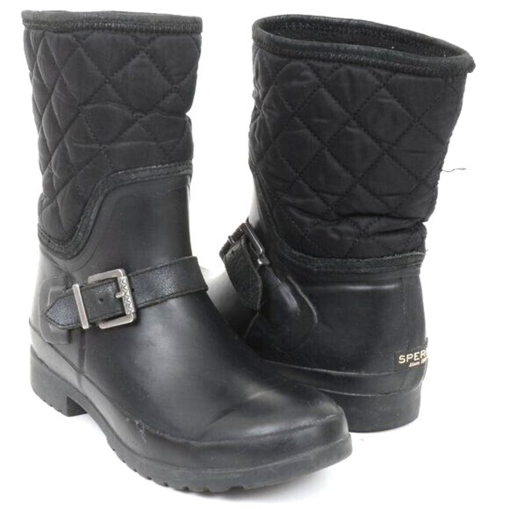 Sperry Walker Fog Quilted Buckle Slip-on Rain Boots Women's 6 Rainboot Moto